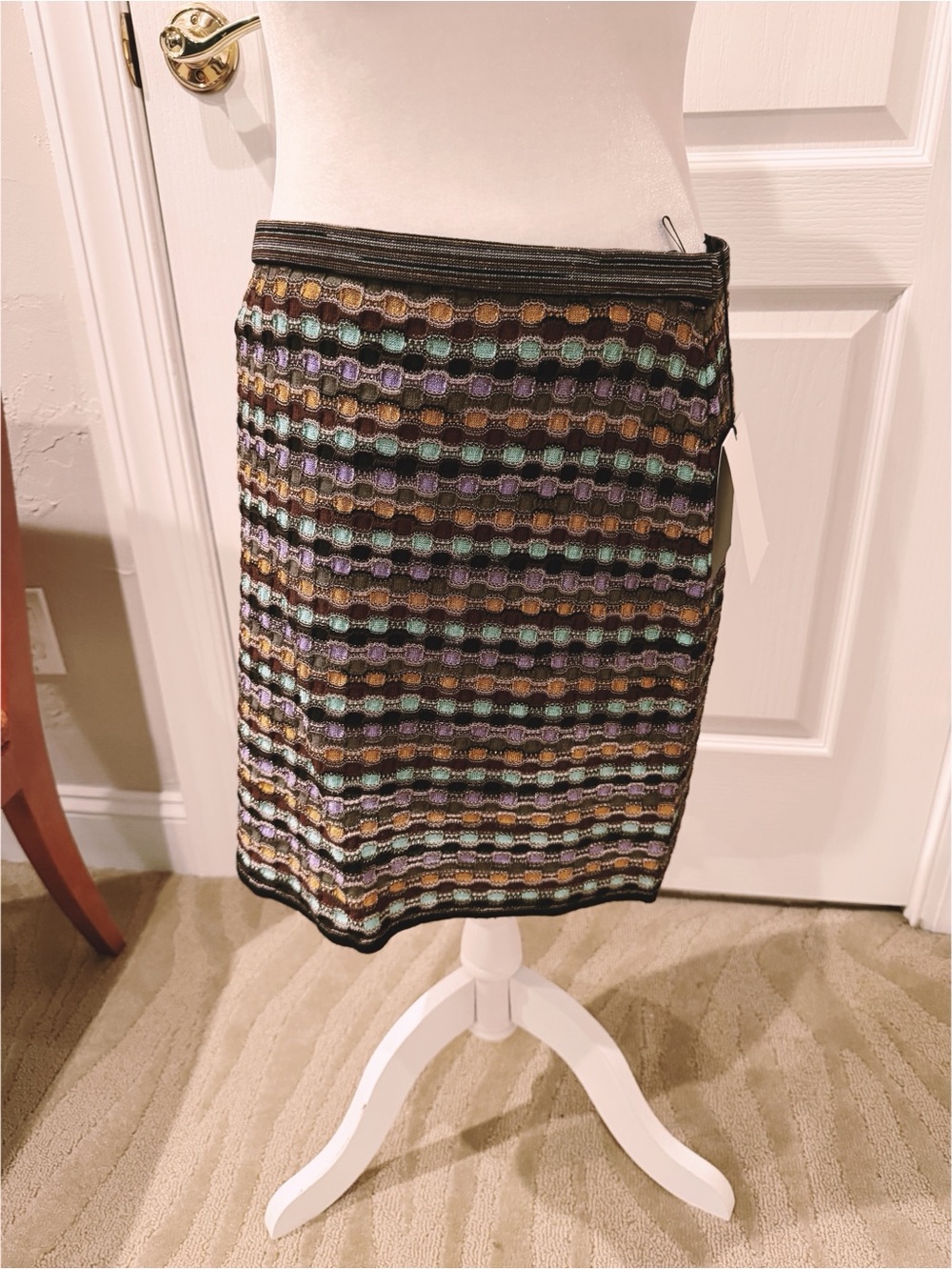 NWT Missoni Woven Multicolor Knee-Length Women's Skirt Size M